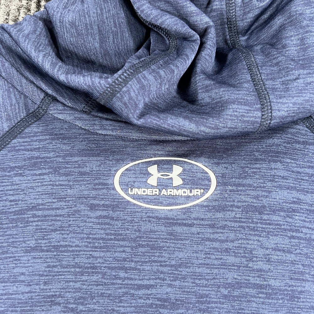 Under Armour Pullover Shirt Mens Large Blue Long Sleeve HeatGear Hooded Henley - Picture 15 of 15